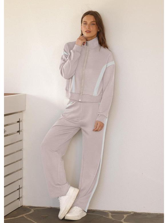 2025 Women's Casual Sportswear Set: Cardigan Top & Wide-Leg Pants