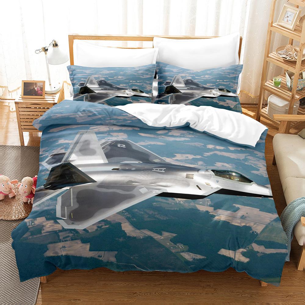 3D Fighter Bedding Set Aircraft Duvet Cover 2/3 Pieces Single/Double AU180 * 210 Boys' Room Luxury Home Textile Birthday Gift