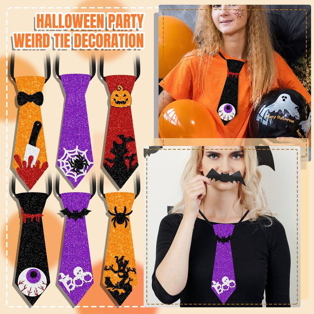New Halloween Decoration Tie, Halloween Pumpkin Spider Party Decoration Tie, Photo Prop