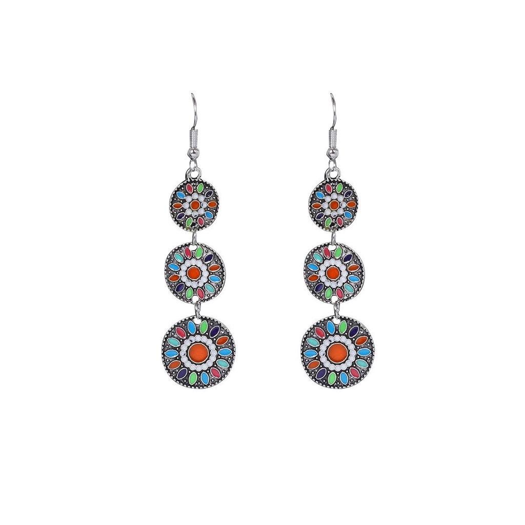 Bohemian Ethnic Oval Tassel Earrings with Beads