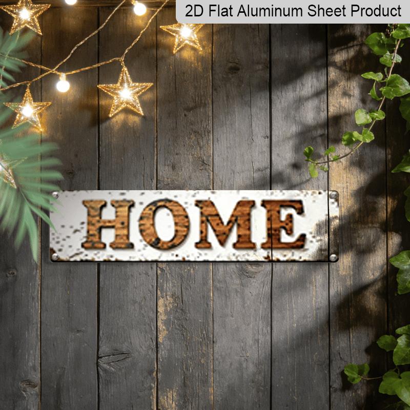 1pc 15.7×3.94inch Metal Sign Rustic "HOME" Metal Sign - Vintage Farmhouse Decor for Kitchen, Living Room or Entryway - Distressed White and Brown
