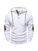 Herfst Nieuw Heren Casual Getextureerd Hoodie met Knoopsluiting & Elleboogstukken Mode Sportkleding Heren Bovenkleding