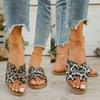 Grote Maat Platte Bodem Luipaardprint Pantoffels Dames Zomer   Eén Band Instappers Comfortabele Casual Sandalen