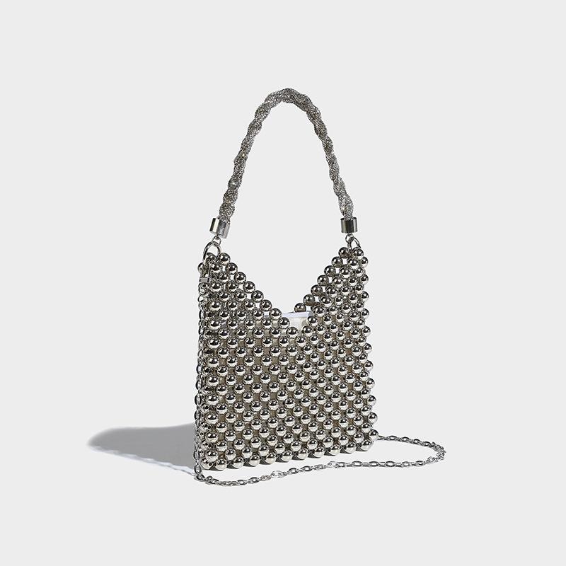 European and American Fashion Phone Bag Design Sense Beaded Bag for Women 2024 New Trendy Chain Crossbody Small Bag Niche Mini