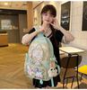Women's Color Block College-Style Backpack with Ballet Ruffle Lace Design