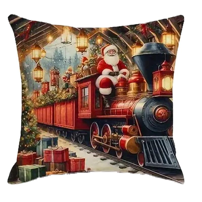 

Новая наволочка с Санта-Клаусом, поездом и камином, домашнее украшение, наволочка для дивана, прикроватная наволочка для сна 45*45cm