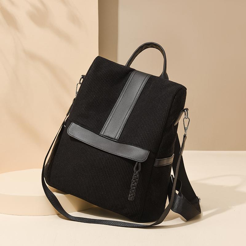 Cordrucksack Damen Einfarbiger Rucksack Studenten Schultasche