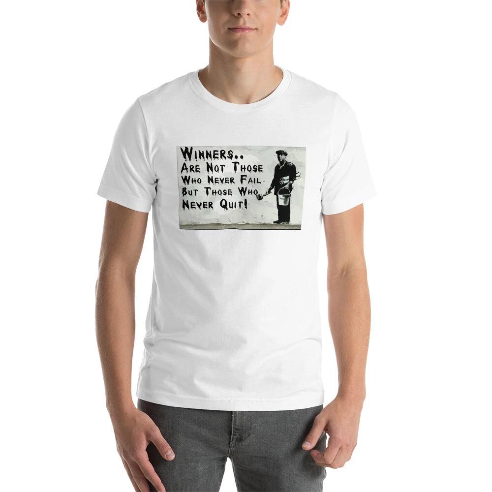 Banksy T-Shirt Winners Never Quit Graffiti Unisex Premium Tee Shirt L