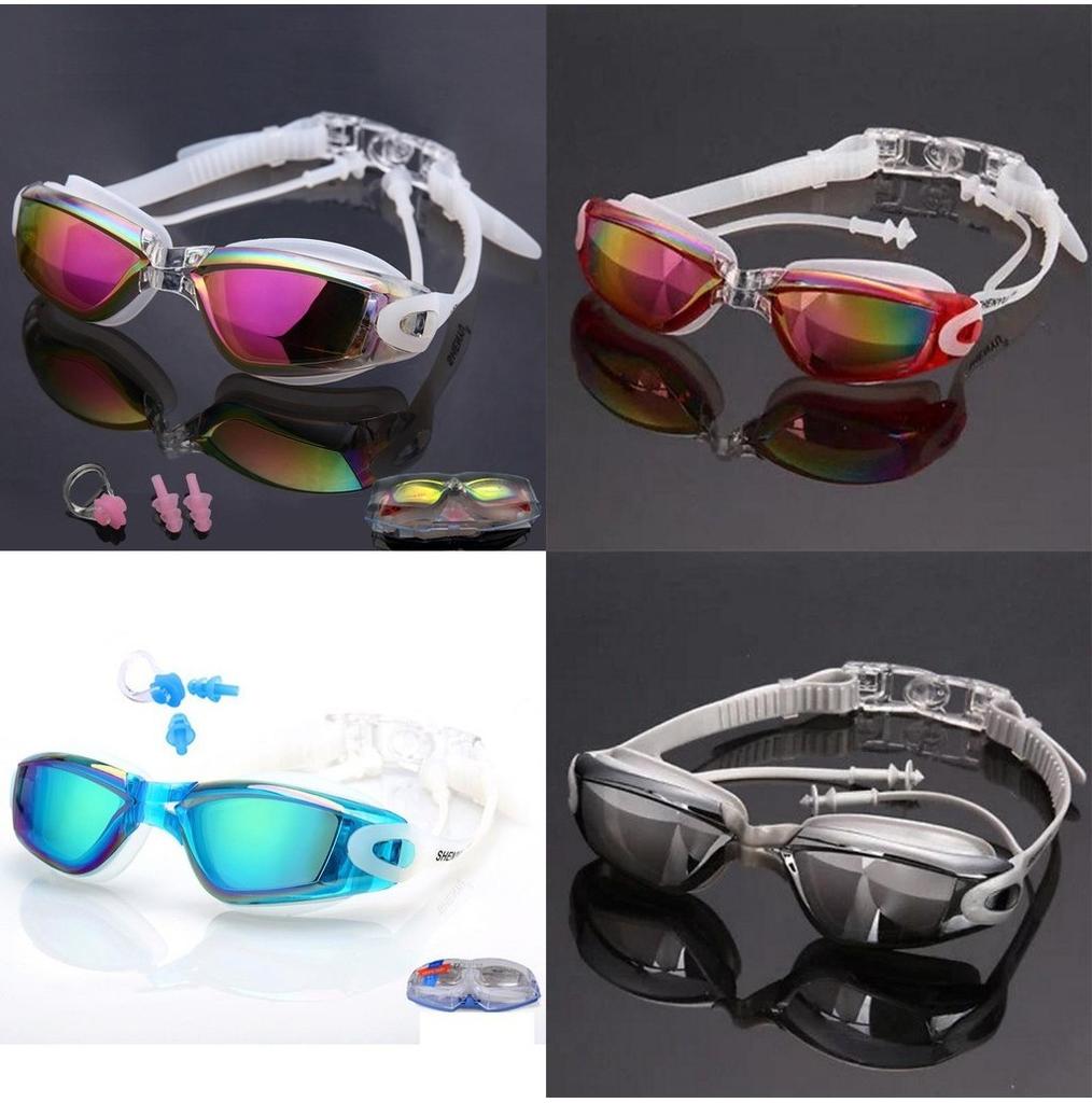 Waterproof Swimming Glasses And Antifog Colorful Plating Small Mirror Racing Swim Glasses Set