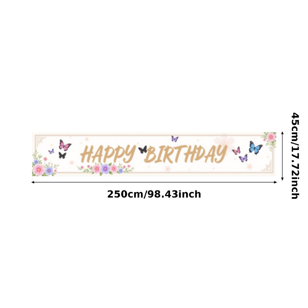 Polyester Material  Banner  Floral Birthday Banner  Birthday Banner for Party Decoration Holiday Event Indoor