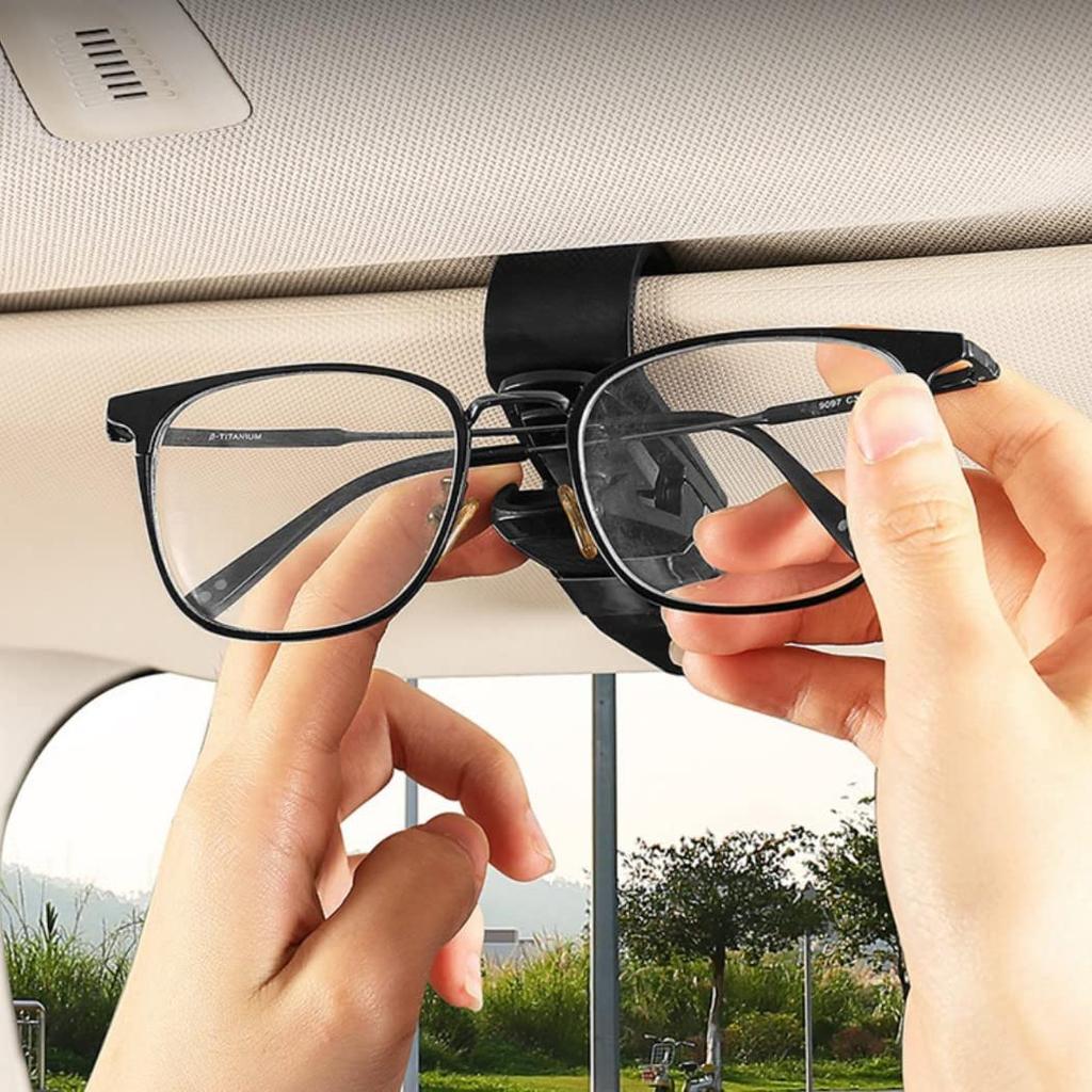 XSAJU 2pcs Car Sunglasses Clip Glasses Holder for Car Sun Visor Easy Install Ticket Card Clip (Black x Silver)