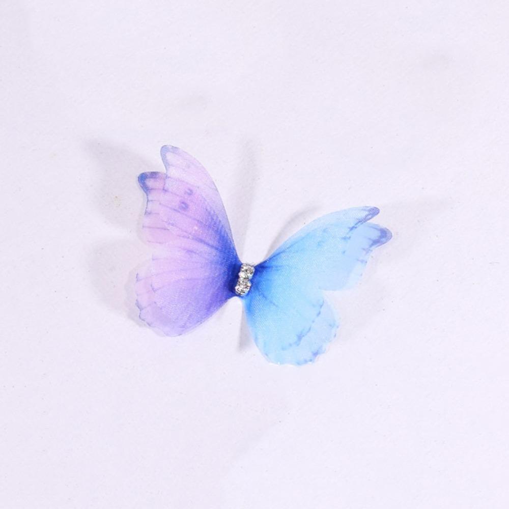 50Pcs Double Layer Butterfly Appliques 3D Translucent Chiffon Butterfly Dreamy DIY Handmade Butterfly Patch