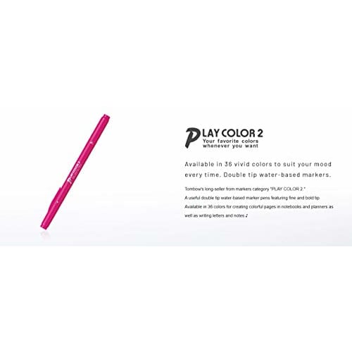 Tombow Water-based Signature Pen 36 Colors (Thick & Thin Twin Type) Color Pen Play Color 2 GCB-013