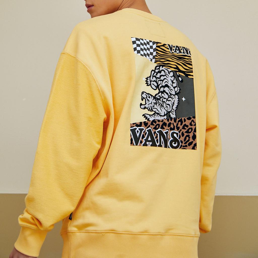 Vans Embroidered Small Logo Patchwork Pullover Sweatshirt Men Tops Yellow VN0A5H9QYRS