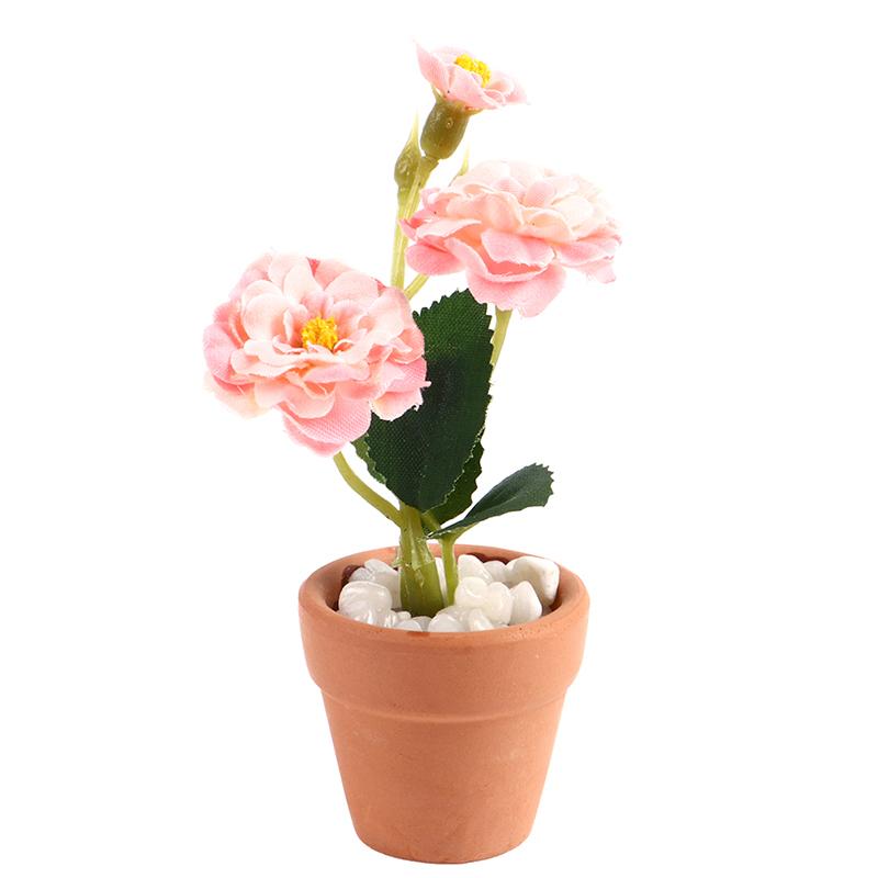 1:12 Dollhouse Mini Orange Tree Snow Conifers Moonflower Leafy Plant Potted Green Potted Plants Bucket Flower Home Garden Decor