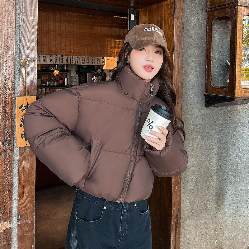 Wind high waist down cotton clothes fluffy women's clothing new fashion stand-up collar zipper pocket elastic hem cotton-padded clothes women