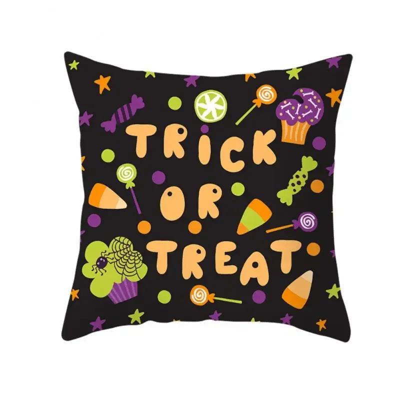 Halloween Happy Horror Pumpkin Letter Printing Cushion Cover Home Living Room Sofa Decoration Pillow
