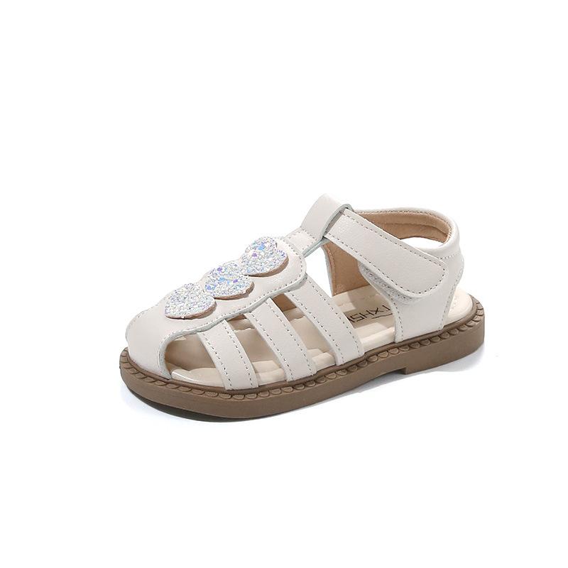 Summer new style girls' sandals, Korean-style closed-toe princess shoes for little girls, breathable hollow-out soft sole beach shoes
