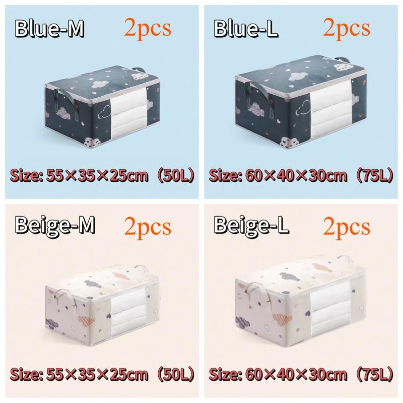 Large Capacity Non-Woven Fabric Moving Storage Bag with Handles Cloud Cotton Quilt Organizer Horizontal Style for Home Use