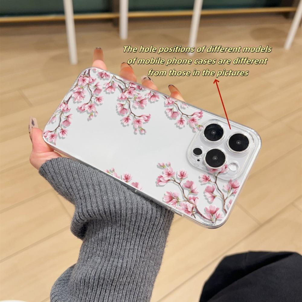 Beautiful cherry blossom pattern phone case suitable for iPhone 17 16 15 14 13 12 11 Pro/Max/Plus anti drop and shockproof