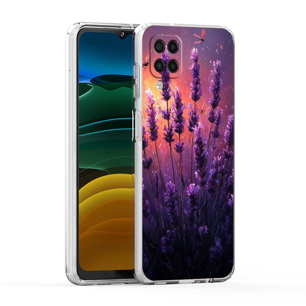 Soft TPU for Samsung Galaxy A13,A15,A22,A23,A25,A31,A32,A33,A35,A52,A53,A05,5G Transparent Phone Case Autumn flower Lavender Bag