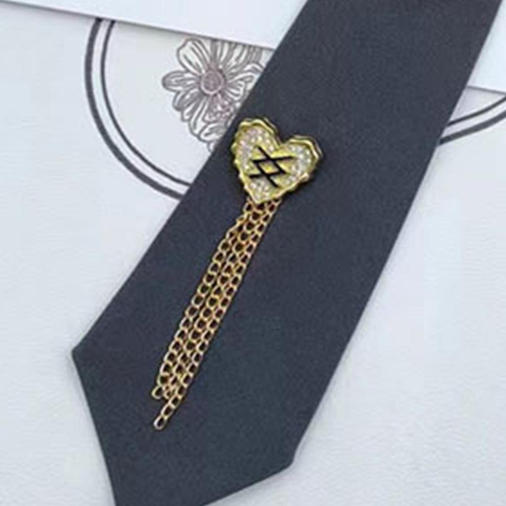 Fashion Shirt Tie for Formal Event Unisex Heart Bear Brooch Tie Uniform Tie for Evening Party Role Play Tie Neckwear