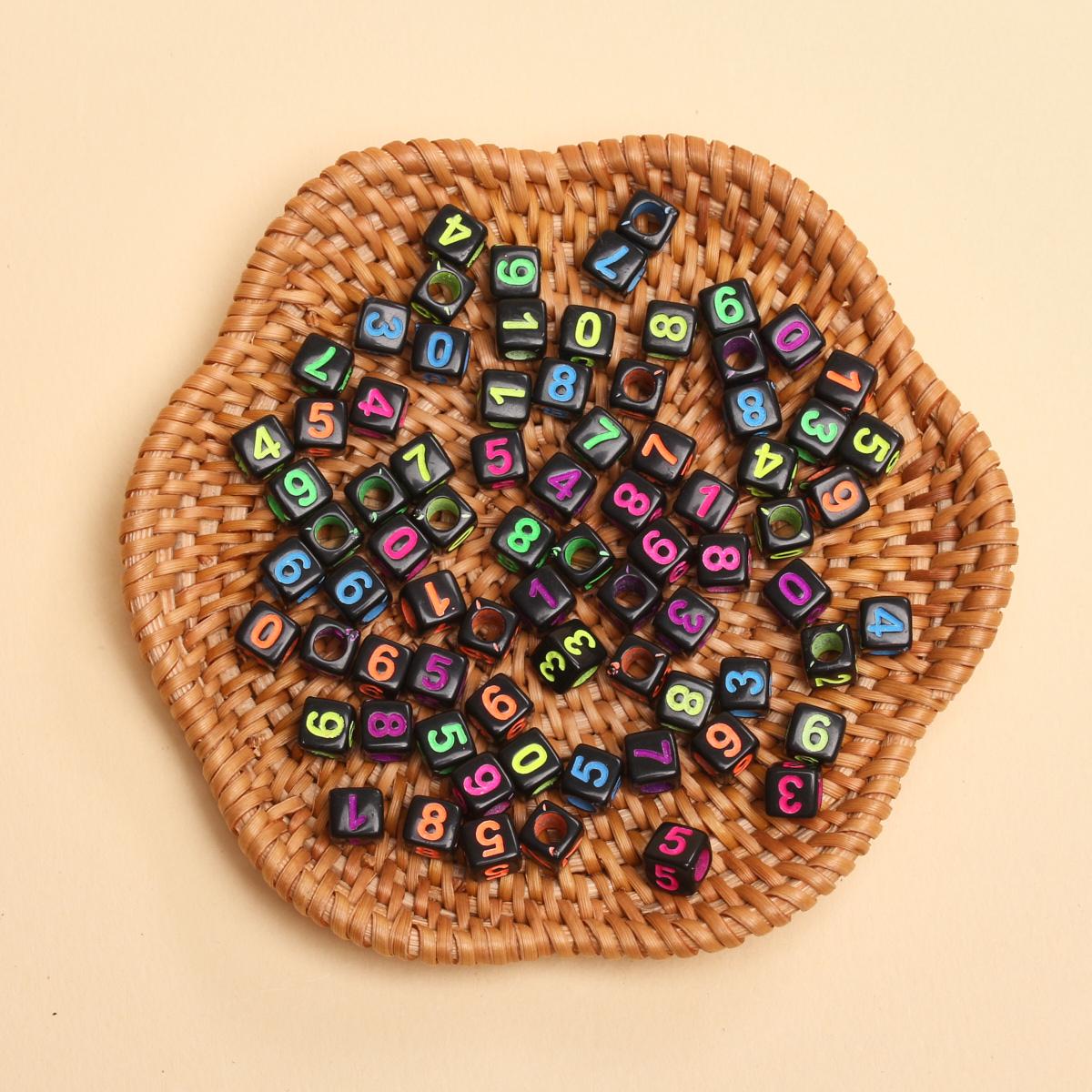 

80 шт. 5,5 мм, разноцветные модные квадратные акриловые кубические бусины с номером для изготовления ювелирных изделий, браслет, ожерелье «сделай сам», аксессуары из бисера