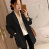 Damen Umlegekragen Langarm Unifarben Blazer Normale Passform Pendlerstil Kurzer Mantel