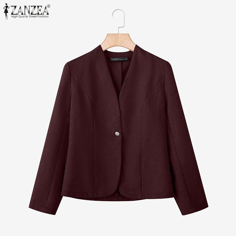 ZANZEA Women Casual V-Neck Loose Long Sleeve Cardigan Tops