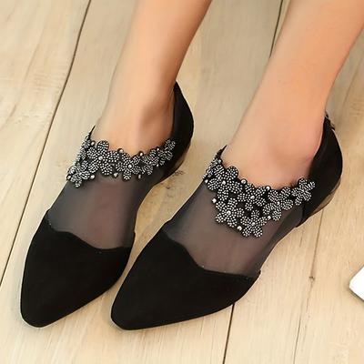 Stylish Rhinestone Mesh Low Heel Sandals with Back Zipper - Versatile and Comfortable Chunky Heels for Women