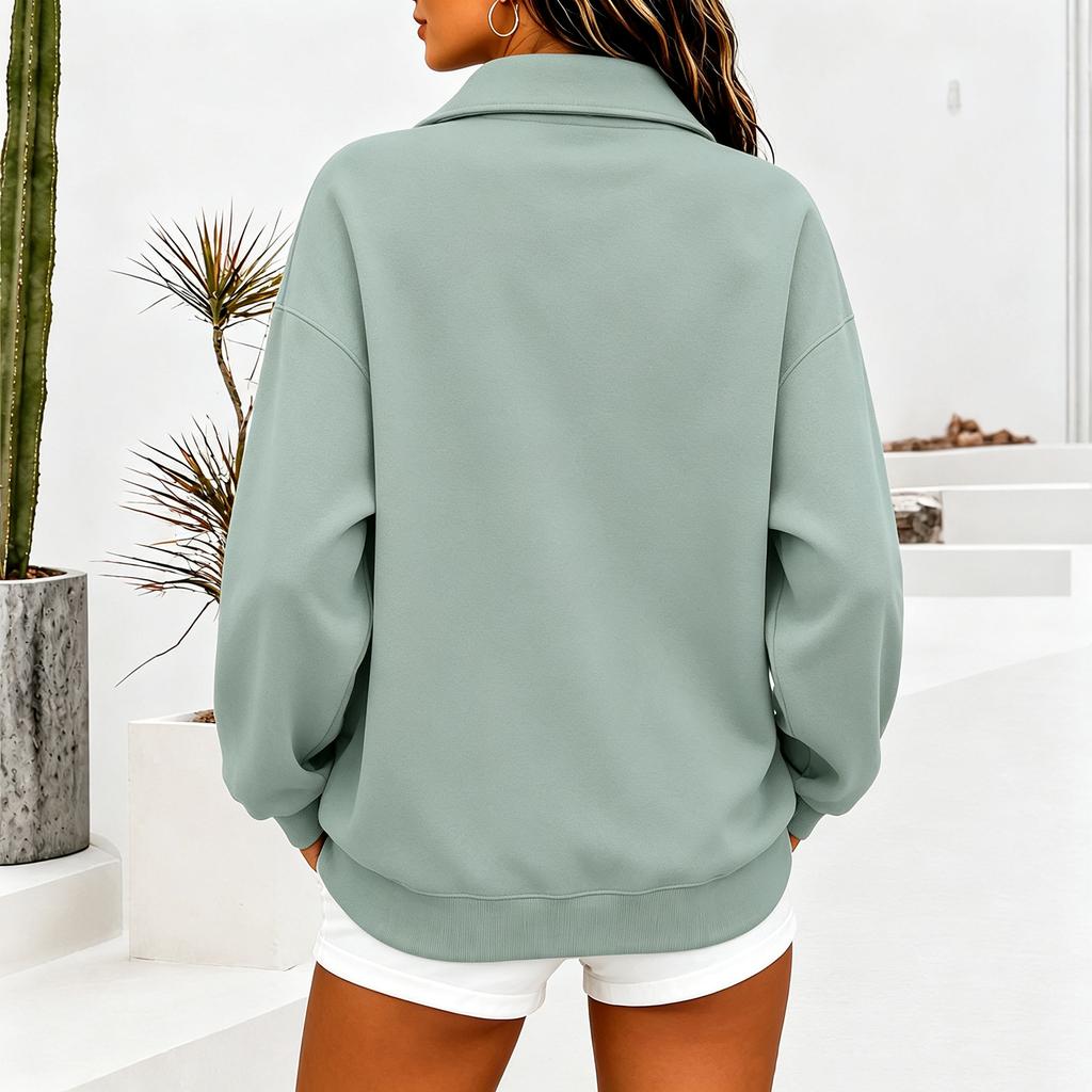 Women's Casual V-Neck Long Sleeve Sweatshirt with Stylish Design for Everyday Wear