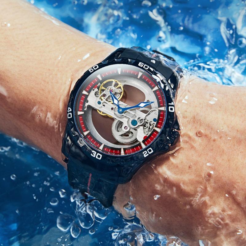 AILANG New Watch Automatic Mechanical Watch Hollow Men's Watch Silicone Tape Watch