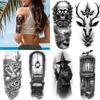 3pcs Temporary Tattoo Waterproof Long-lasting Body Stickers Caged Bat Pocket Watch Witch Illustration For Thighs Women Arms
