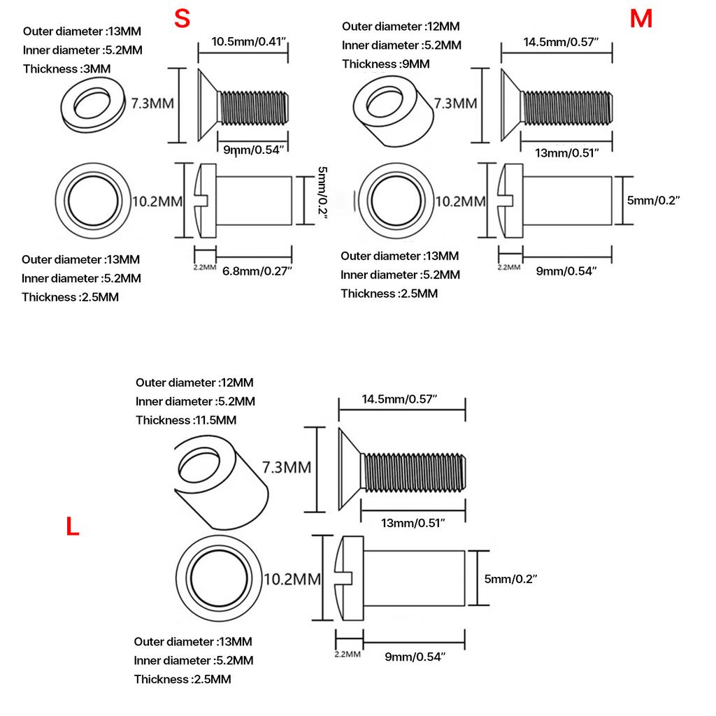 4 Sets Slotted Posts and Cross Head Screw DIY Kydex Leather Holster Screw Versatile Screw Accessories for Leathercraft