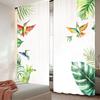 2Pcs Tropical Plants Hummingbirds Curtain Green Palm Leaves Birds Window Drapes For Living Room Office Bedroom Home Decor A