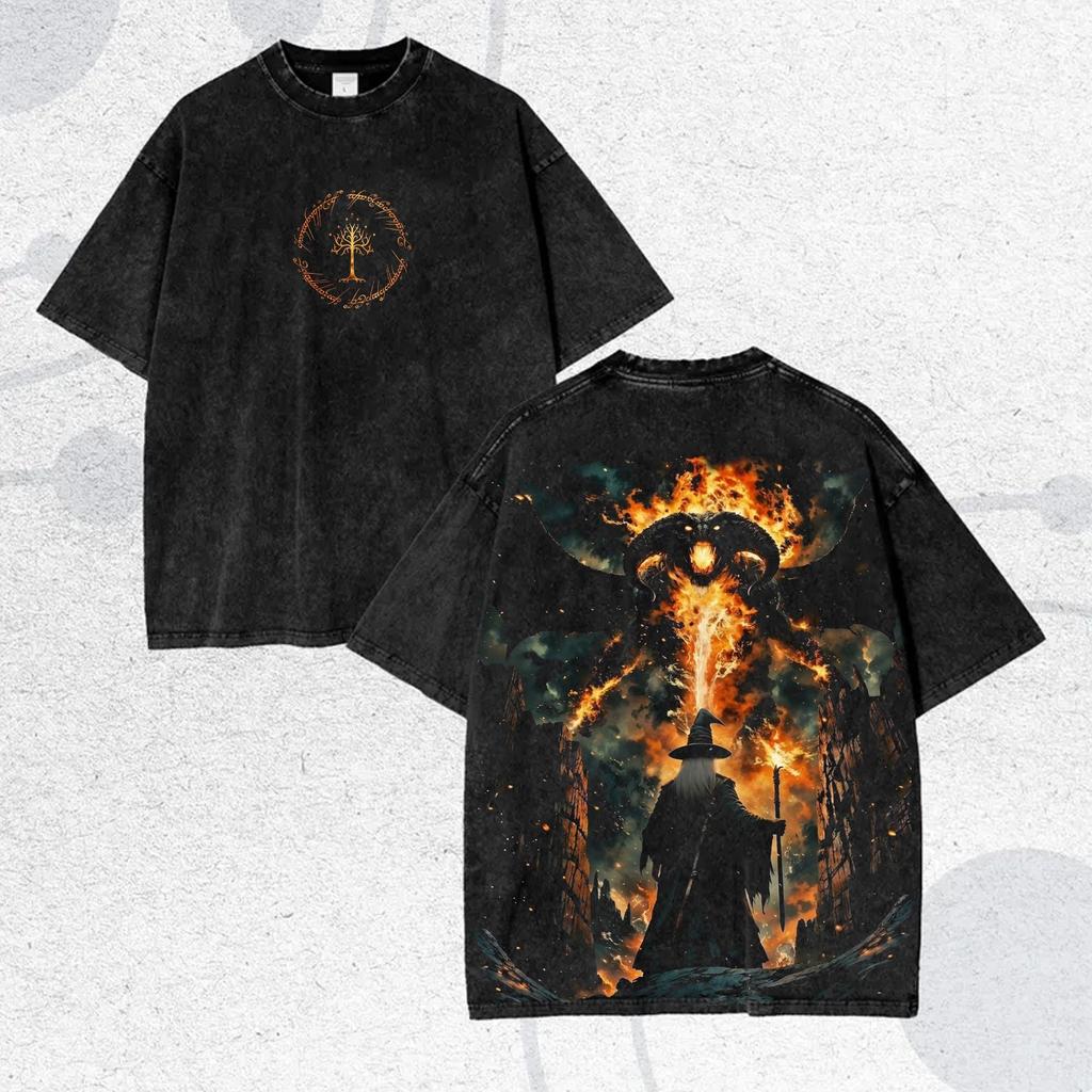 Lord Of The Rings Shirt Sauron Vintage Graphic Tee Dark Fantasy Streetwear Gift For Tolkien Fans Men Women Cotton Tshirt Y2k