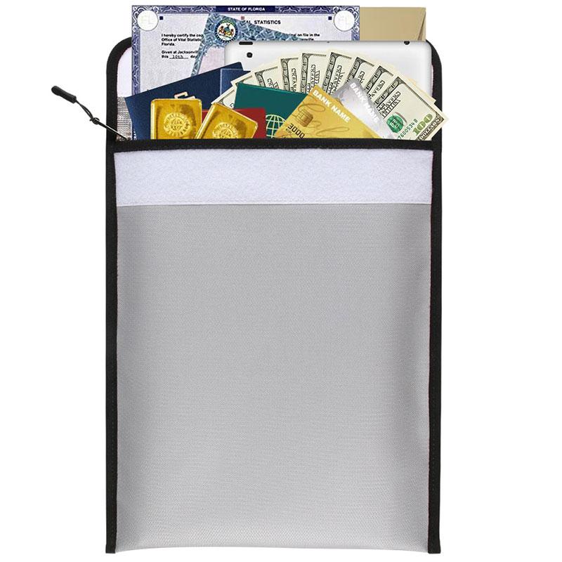 Fireproof Waterproof Document Storage Bag Portable Travel Bag For Money Passport