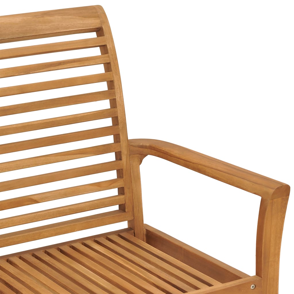 Garden Bench with Red Cushion 112 Cm Solid Teak Wood