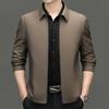 Spring and Autumn Men's Lapel Casual Thin Jacket Middle-aged Dad's Short Business Administrative Cadre Non-ironing Jacket