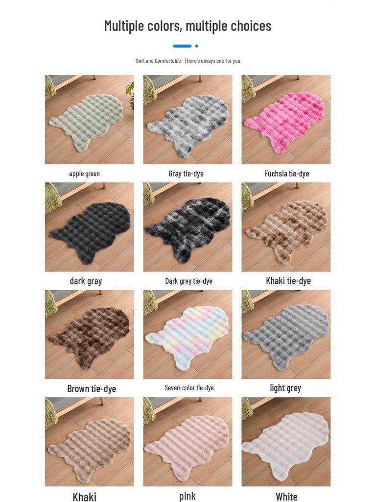 Bubble Fleece Faux Rabbit Fur Carpet - Full Coverage Tatami Floor Mat for Home, Bedroom, Living Room, or Bedside