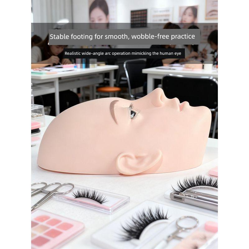 Three-Layer Realistic Eyelash Mannequin Head for Beginners to Practice Eyelash Extensions and Training, Cannot Lift Eyelids