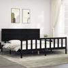 VidaXL Bed Frame with Headboard Black 200x200 Cm Solid Wood 3193425