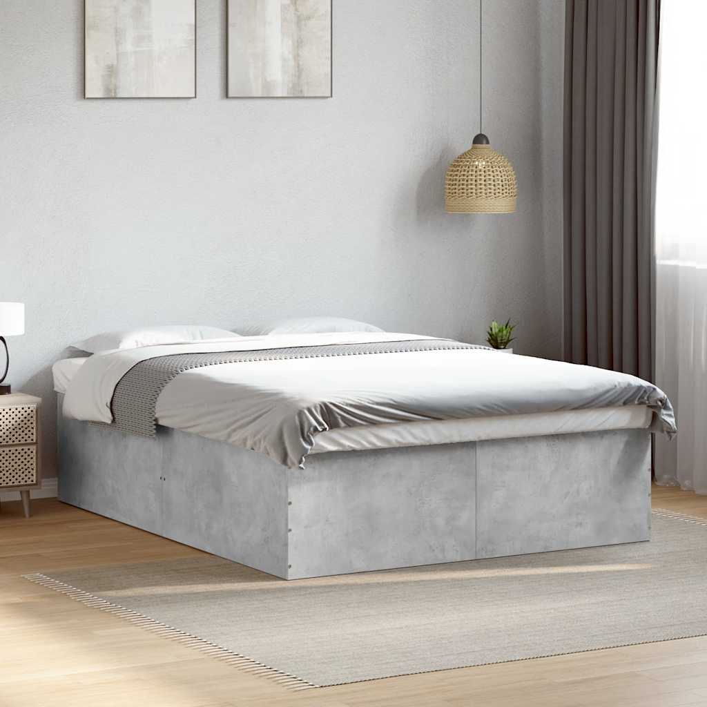 Bed Frame Concrete Grey 150 x 200 cm Engineered Wood