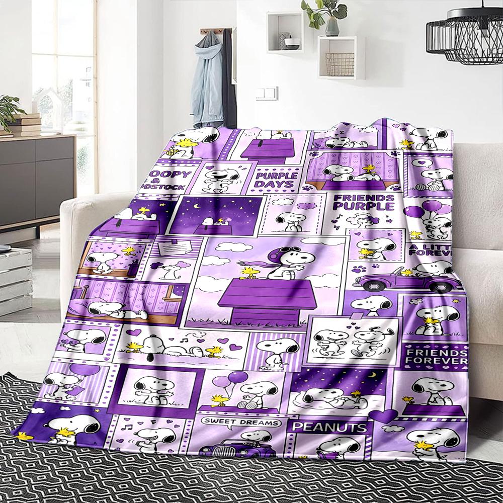 Snoopy'S Purple Adventure Blanket Soft Throw Blanket For Home Bedroom Bed Sofa Travel Office Solid Christmas Blanket