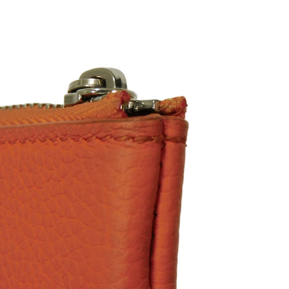 Used LV logo calfskin key ring with aerogram pattern, Volcano Orange, 12564 card key holder pochette cle M81032 7943