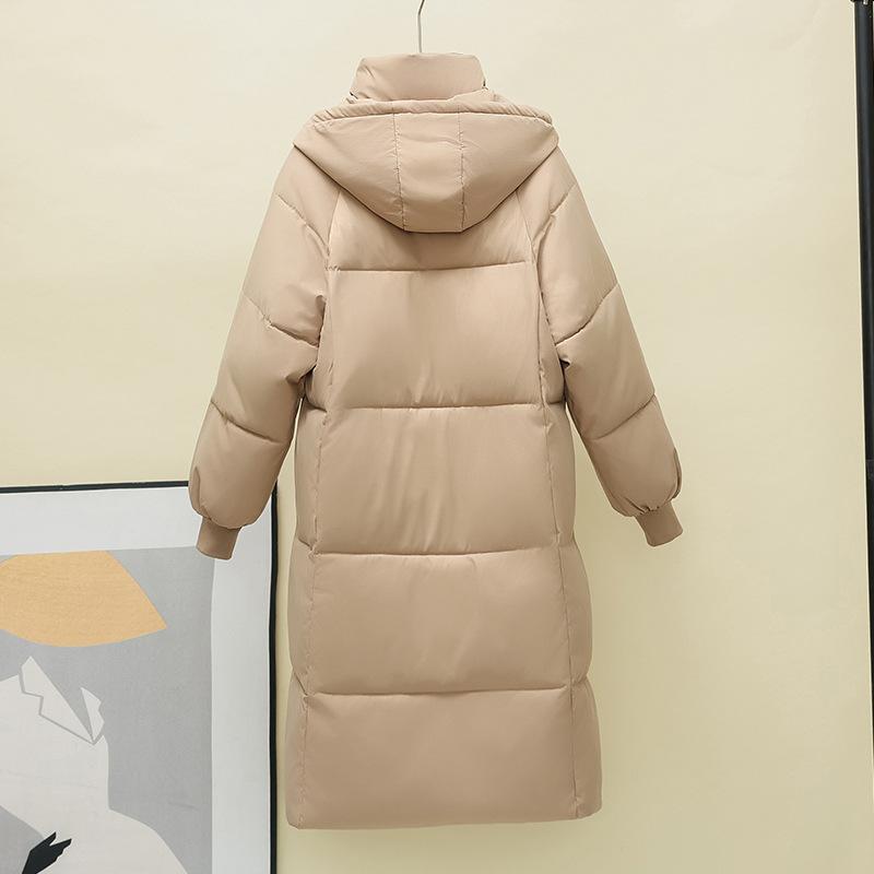 Down Cotton-padded Clothes Women's Long Over-the-knee Korean Version Thickened Bread Clothes Winter Loose Cotton-padded Jacket