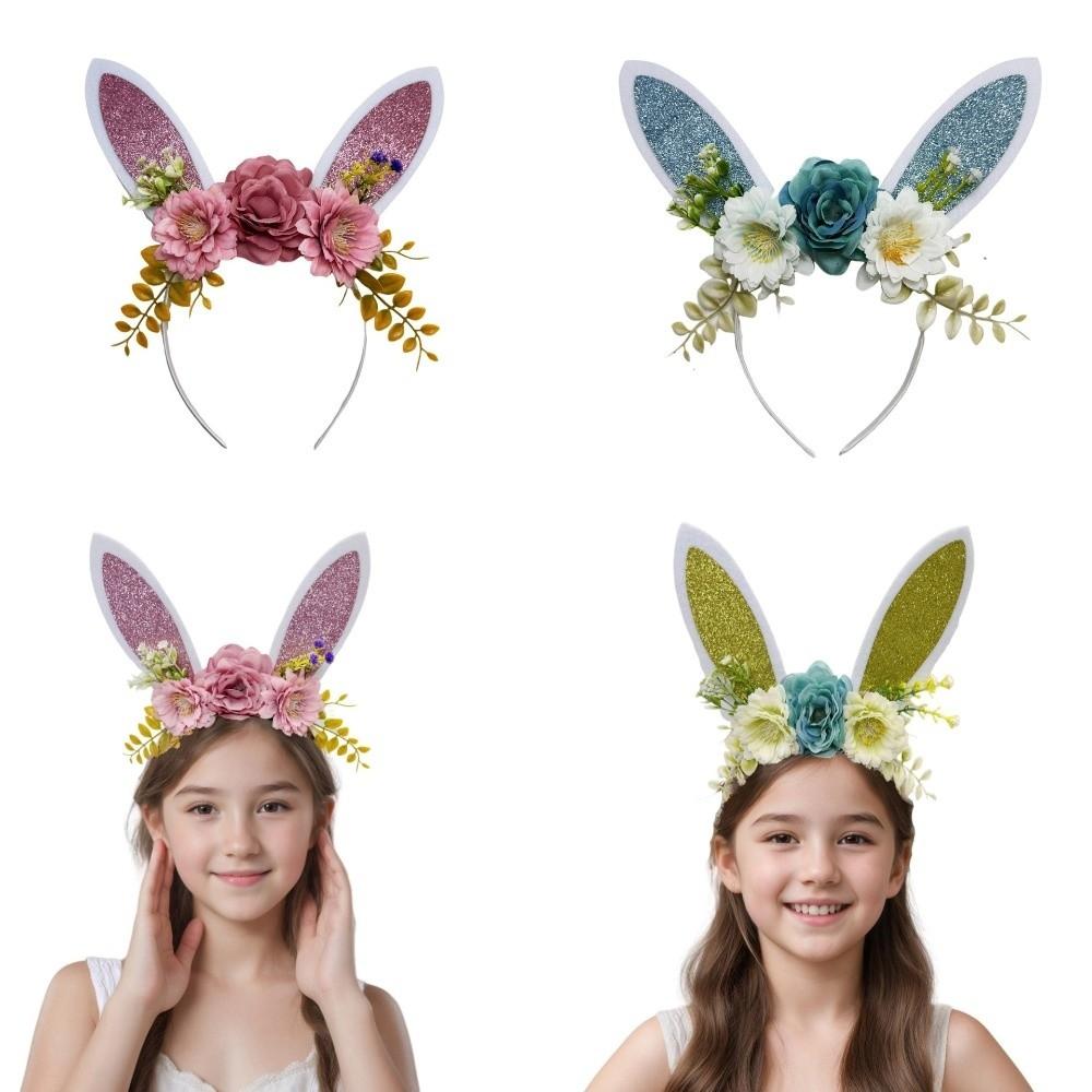 Colorful Rabbit Ears Headbands Non-slip Happy Easter Headdress Cosplay Headbands  Party Supplies