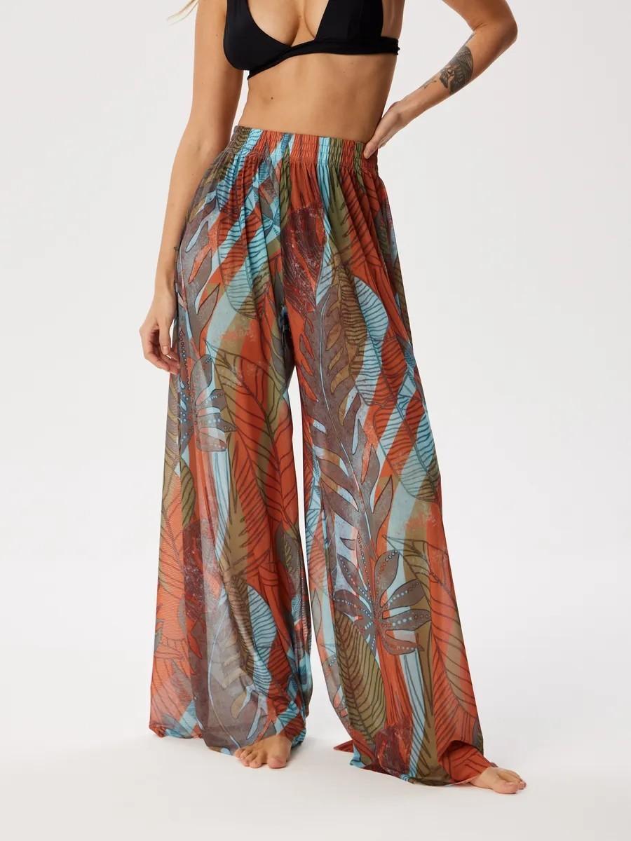 

Женские солнцезащитные сетчатые шифоновые повседневные брюки с высокой посадкой XL шафрановый