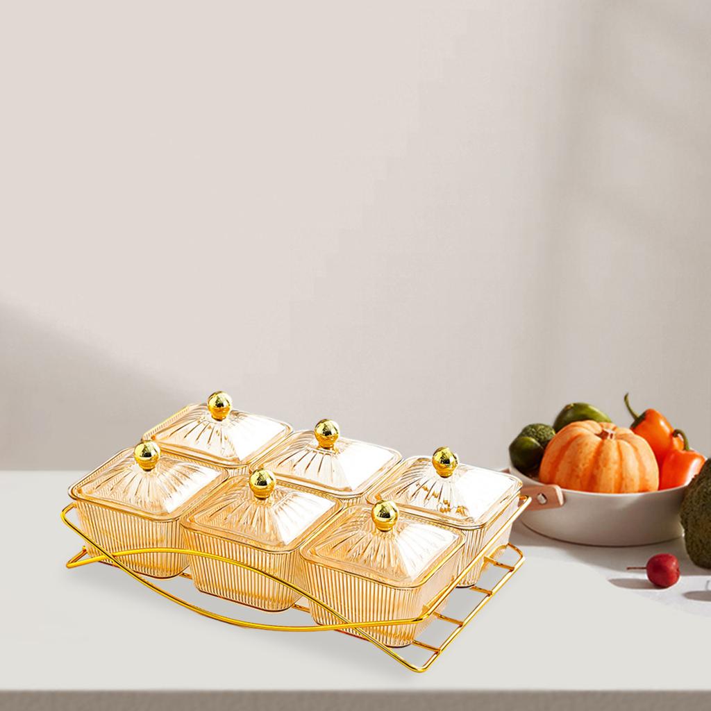 Nut and Candy Serving Tray with Lid Nordic Serving Platter 6 Snack Serving Bowls for Nuts Home Appetizer Kitchen Wedding