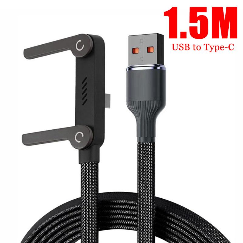 240W 2 in 1 USB To Type-C Cable Foldable Bracket Data Cable Type C Fast Charging Desk Holder Cord For Huawei Xiaomi17 16 Samsung